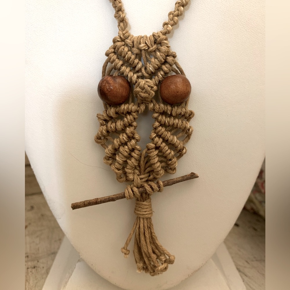 NWT Handmade Crochet Owl Boho Necklace - Picture 2 of 4